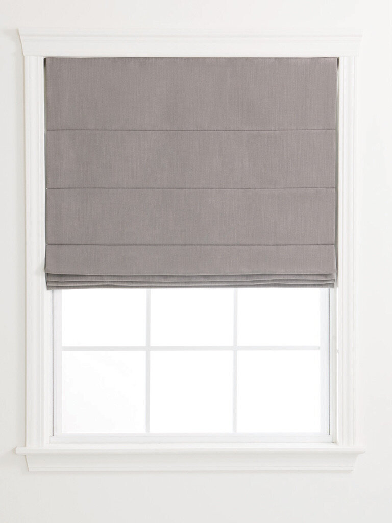 Knife pleat Roman shade style, half raised
