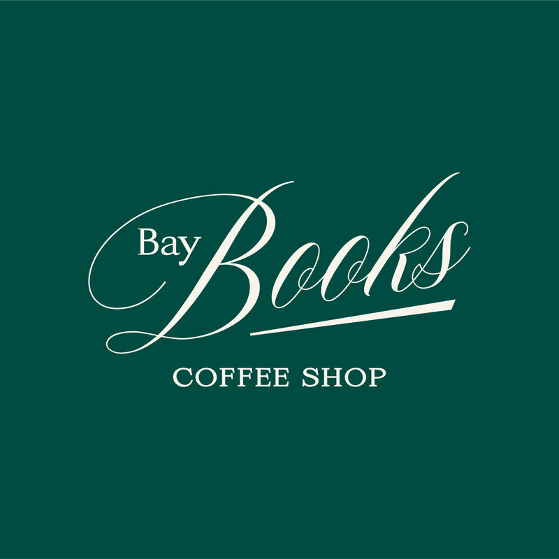 Classic and elevated coffee shop logo design on forest green background