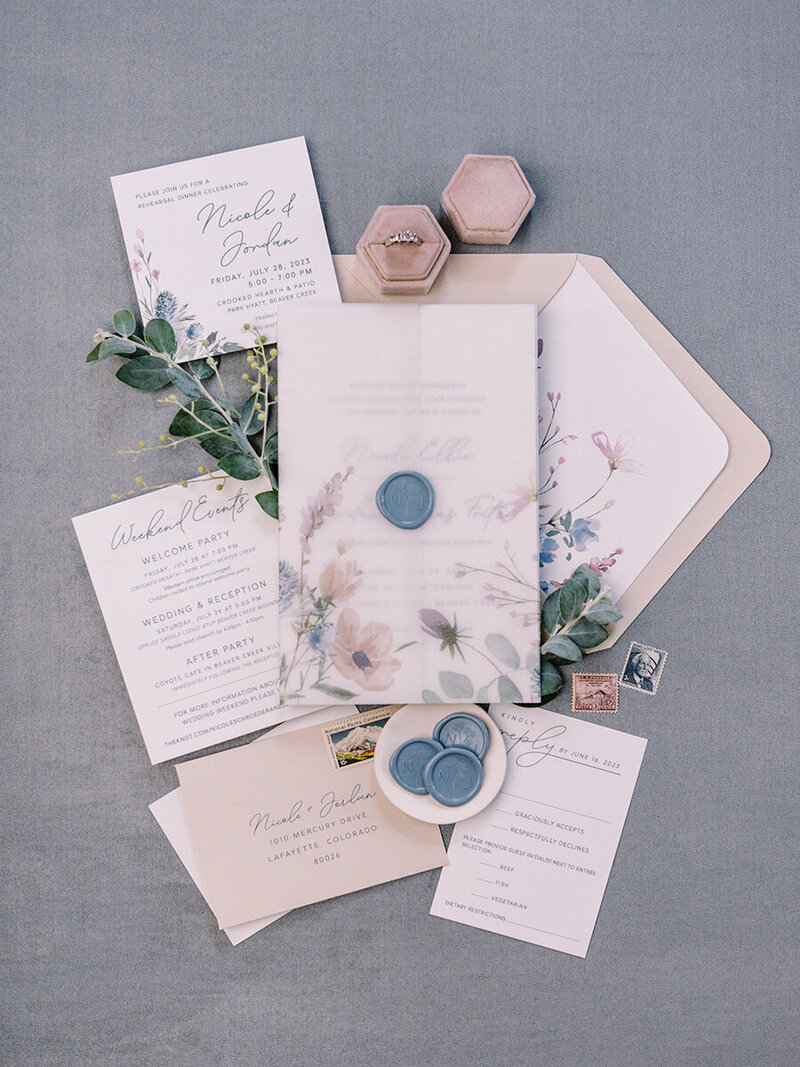 Wildflower Letterpress Wedding Invitation