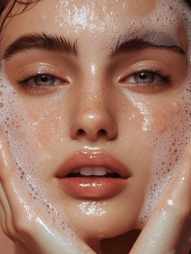 Woman's Face with Bubbles