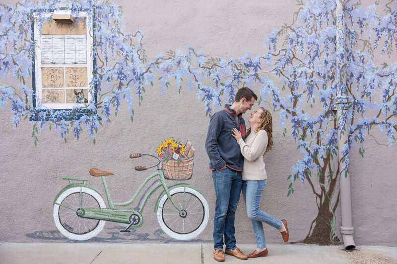 Downtown Annapolis engagement photos with bike mural by Christa Rae Photography