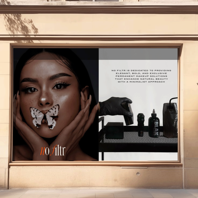 Clinic poster of No Filtr showing what they do and what they help their clients wth