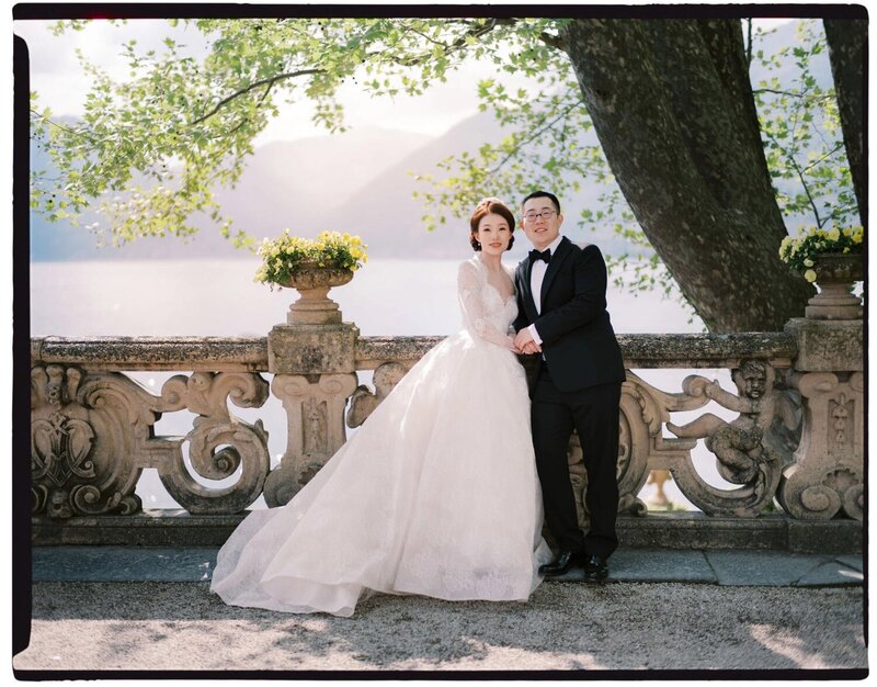  Bridal portrait during a villa del Balbianello wedding, in front of iconic Star Wars filming location by luxury destination wedding photographer Andreas K. Georgiou  
