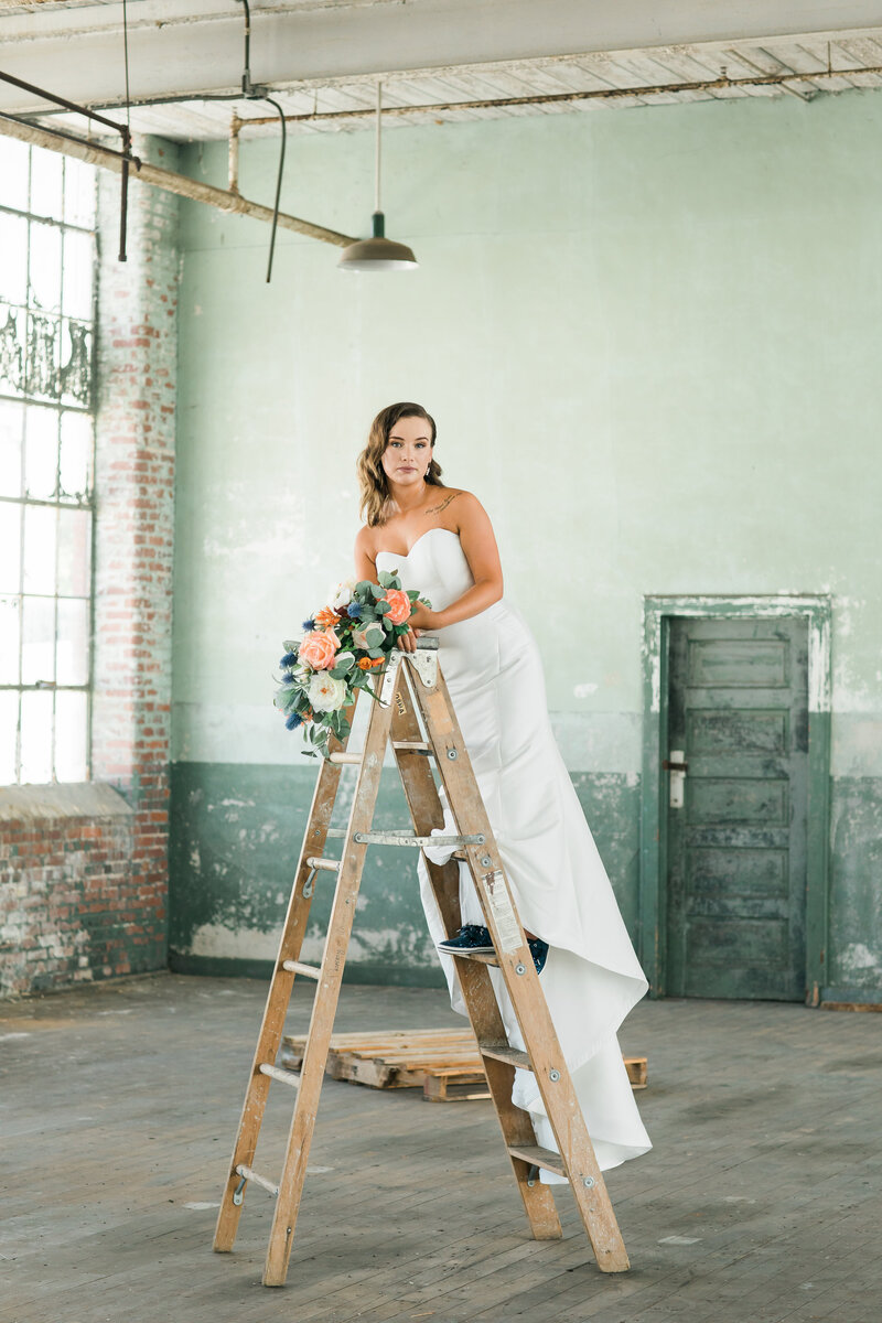 Wedding Photography, bride and groom walking down the street