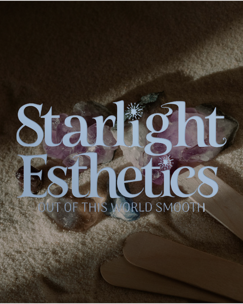 Editorial-inspired brand poster design for Starlight Esthetics by Her Higher Standard Design Studio, blending confidence and serenity for a modern beauty brand aesthetic.
