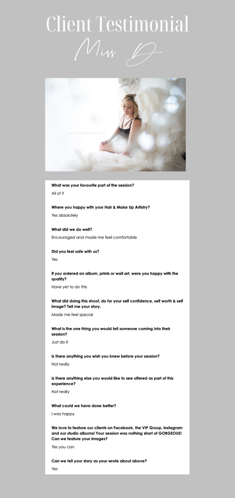 Client Testimonial Review Wild Heart Photography Hervey Bay