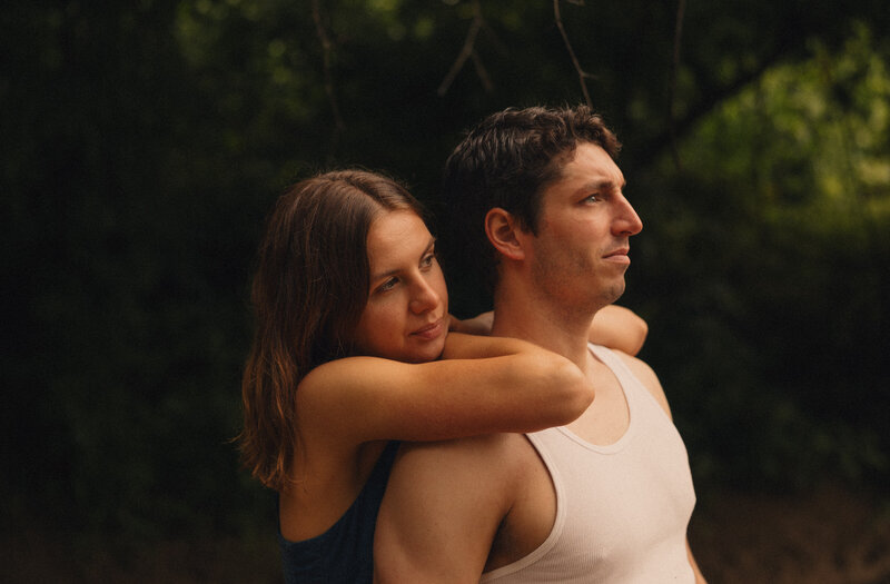 couple looking out at water