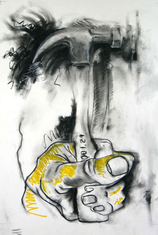 Brent Ray Fraser Self Portrait Hammer Drawing 2007