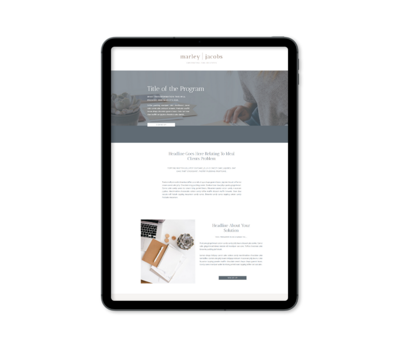 Marley Sales Page Template Tablet