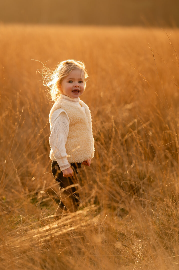 Gezin in graanveld met golden hour preset 3