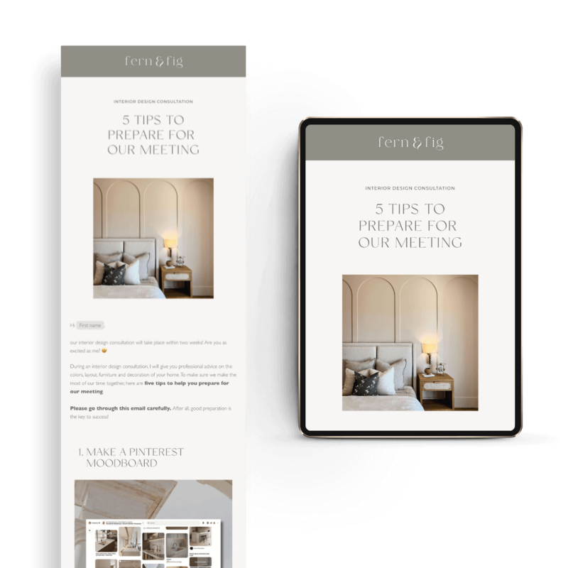 Flodesk email templates voor interieurontwerper