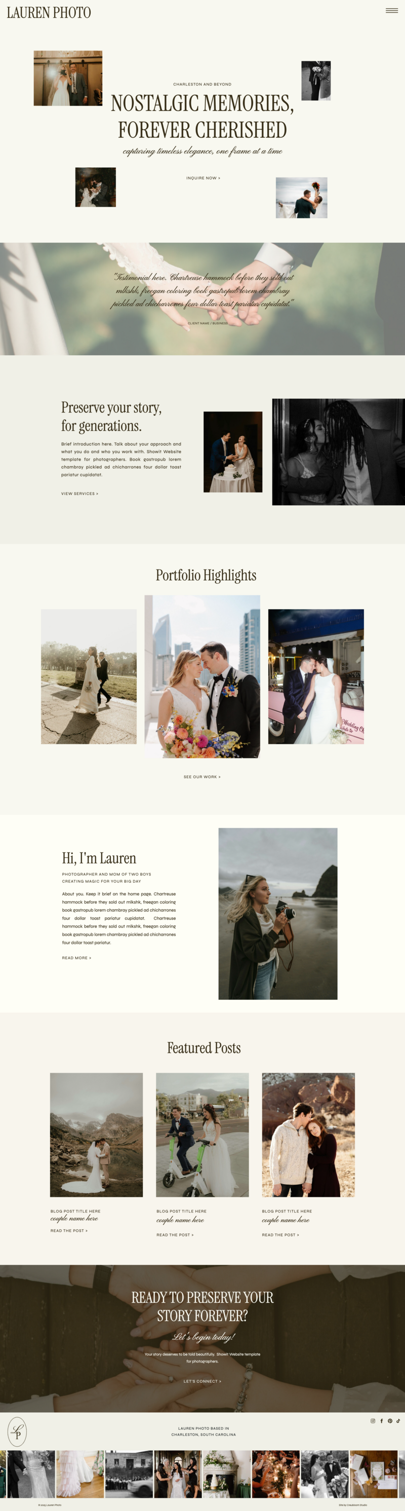 Minimalist Showit website template for photographers, designed to help you stand out