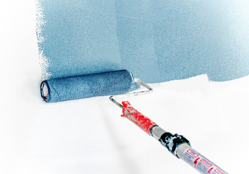 Painting Wall Blue Paint Roller