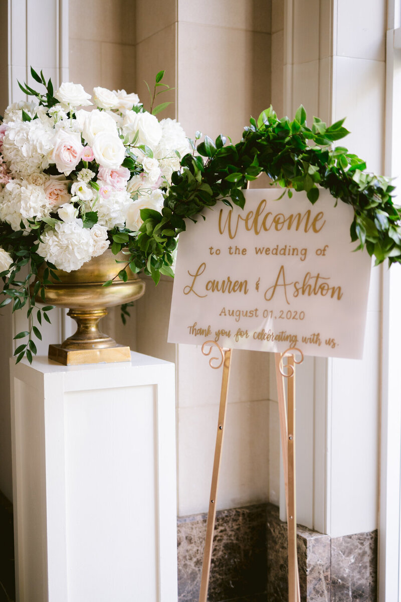 Swank Soiree Dallas Wedding Planner Lauren and Ashton at the Crescent Hotel - welcome sign