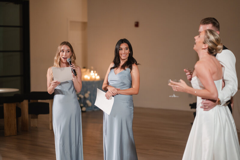 this two person maid of honor speech stole the show at a summer wedding