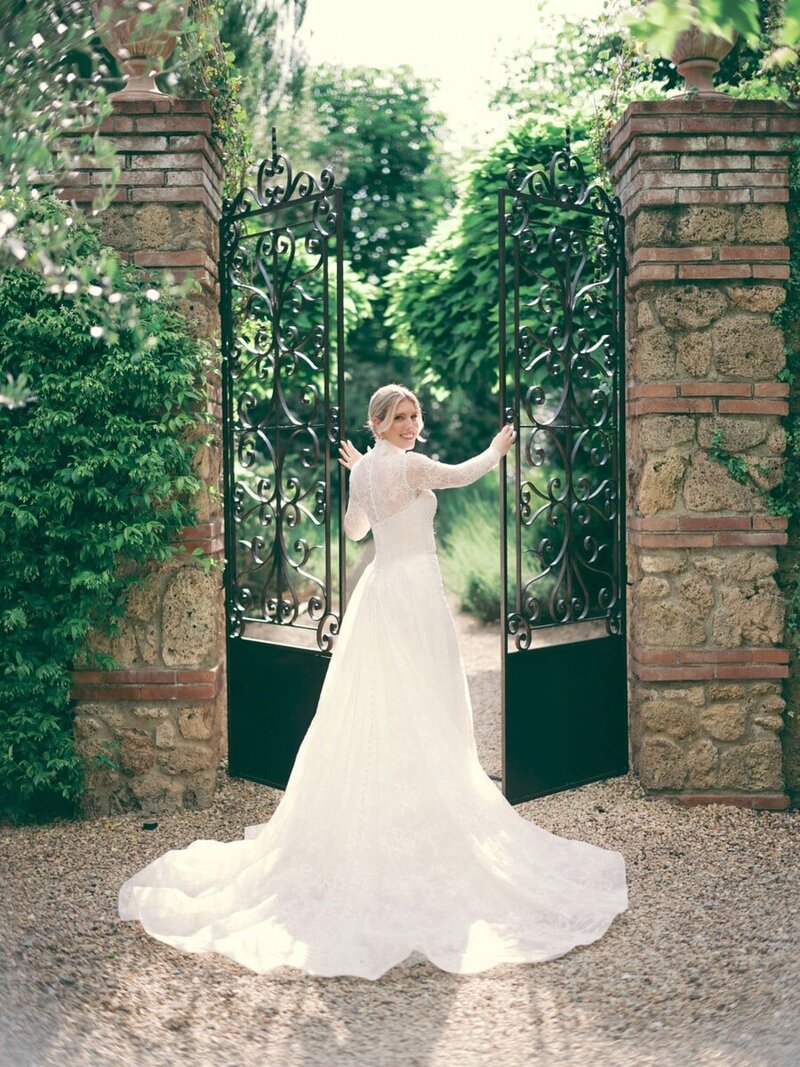 Bridal portraits during a Borgo Santo Pietro wedding in Tuscany