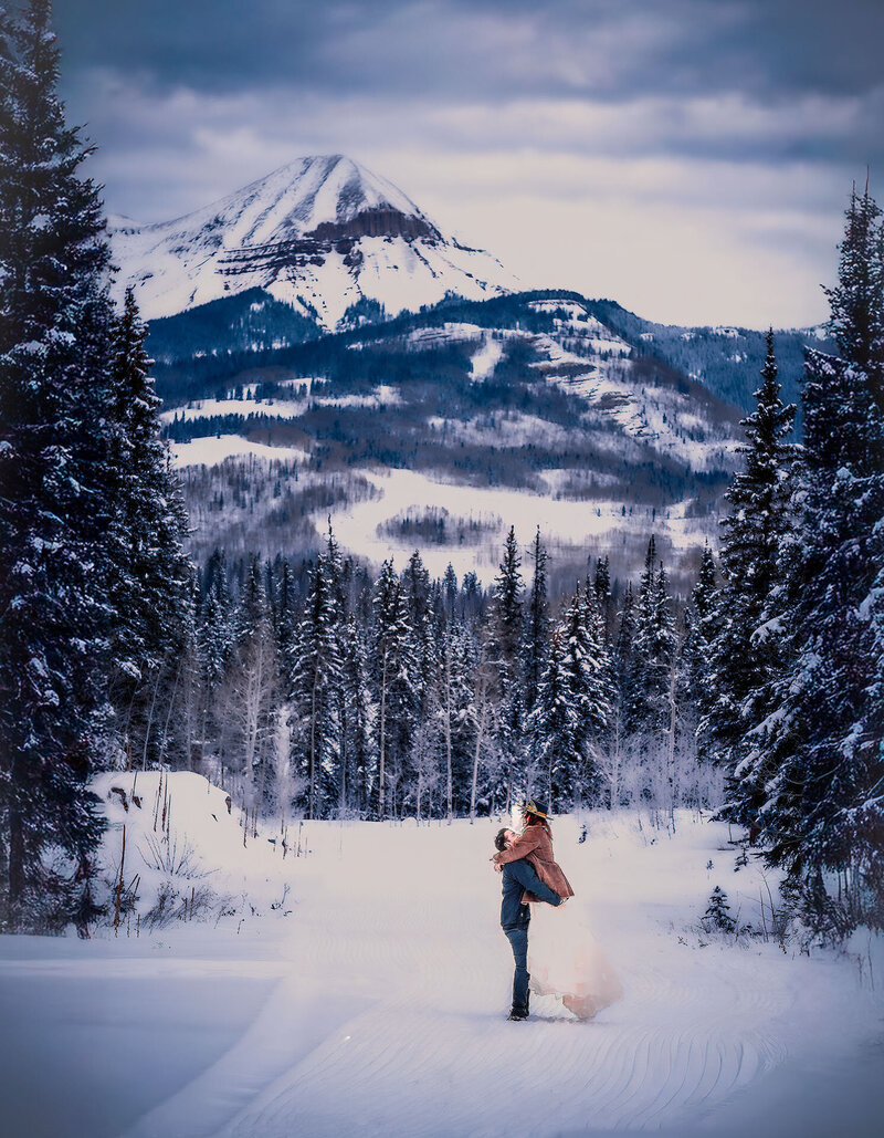 Winter elopement in Durango, CO near Purgatory Ski Resort.