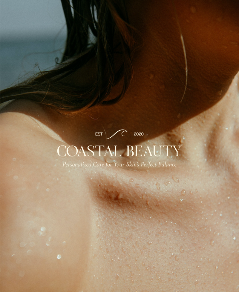 Coastal skincare brand logo overlay