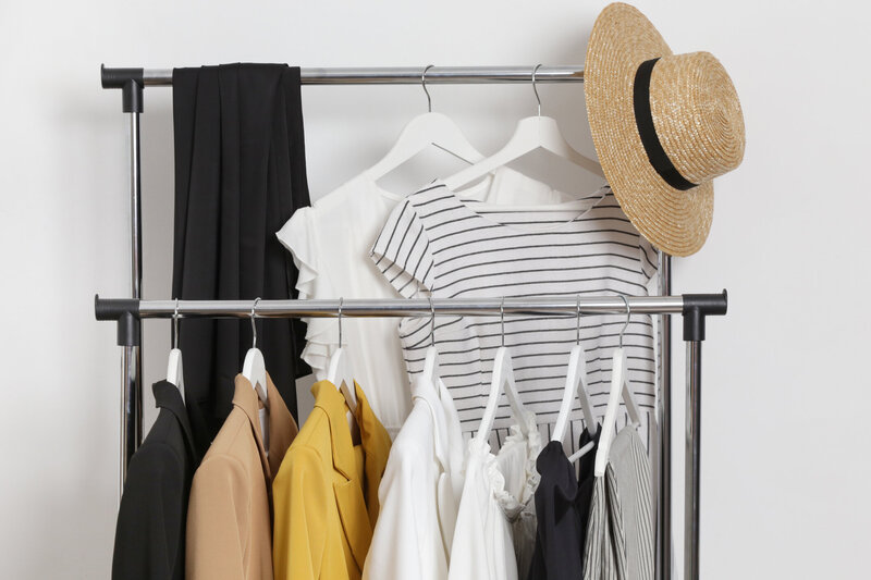 clothing on a rack