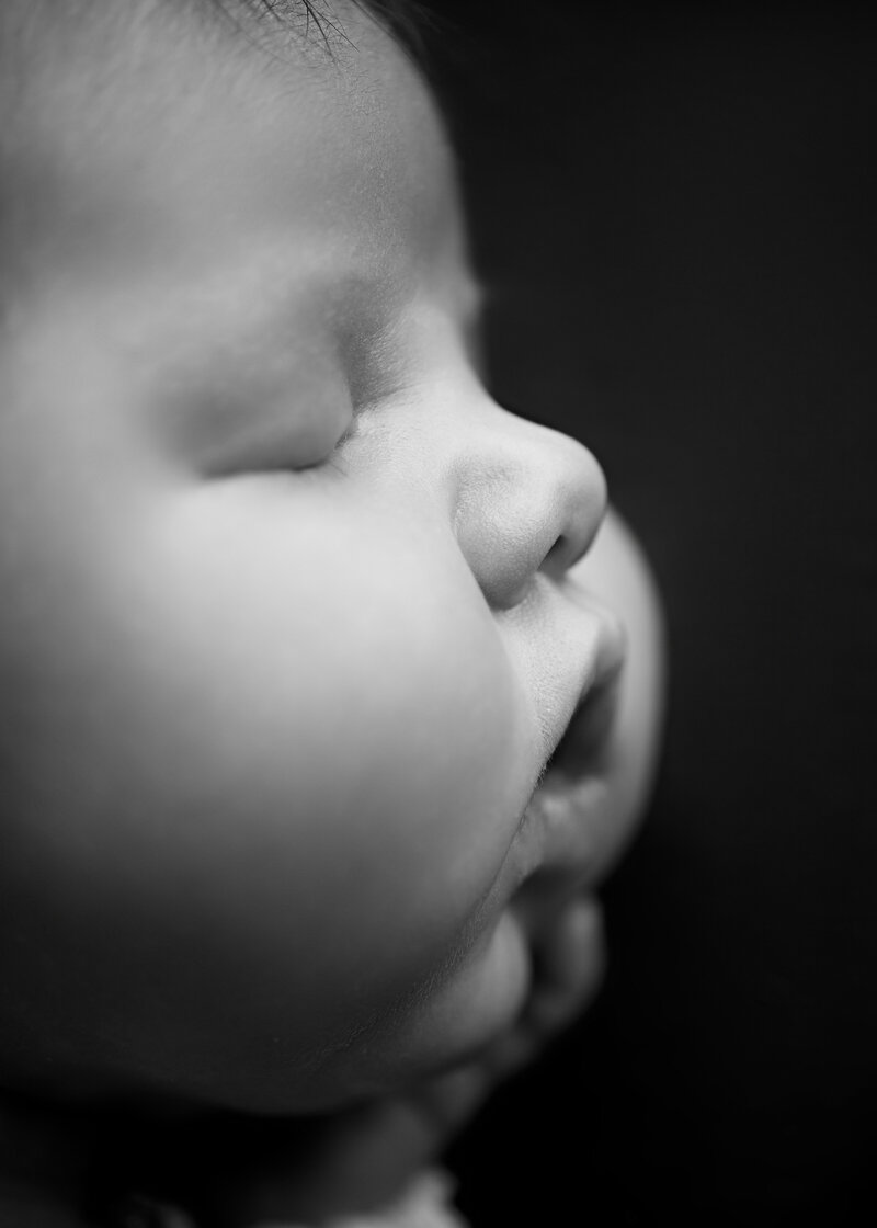 newborn chubby cheeks in Syracuse ny photo studio, close up details. newborn photography