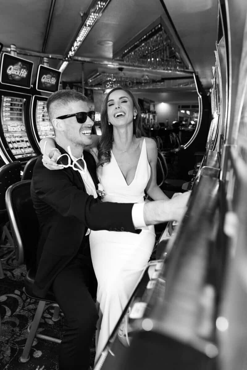 Bride and Groom popping champagne Mount Charleston Wedding