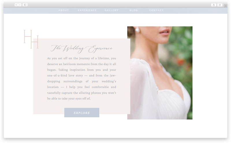 Website page with bride for bespoke luxury brand project