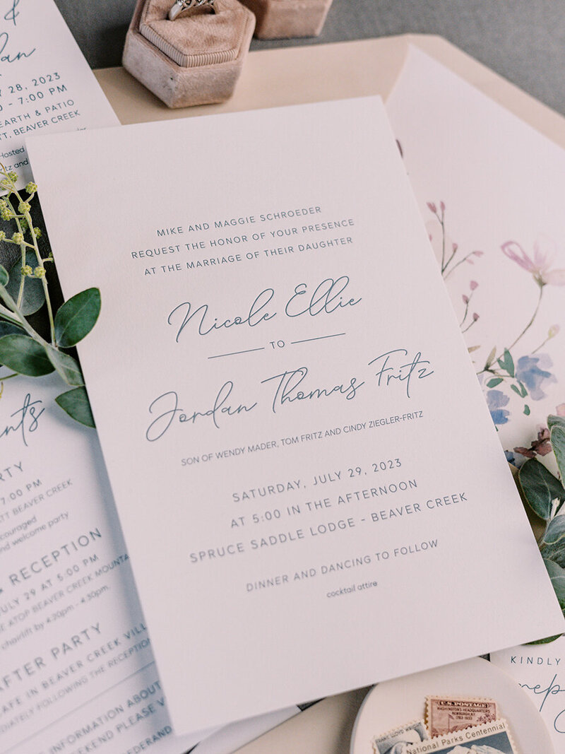 Beaver Creek Wedding invitation