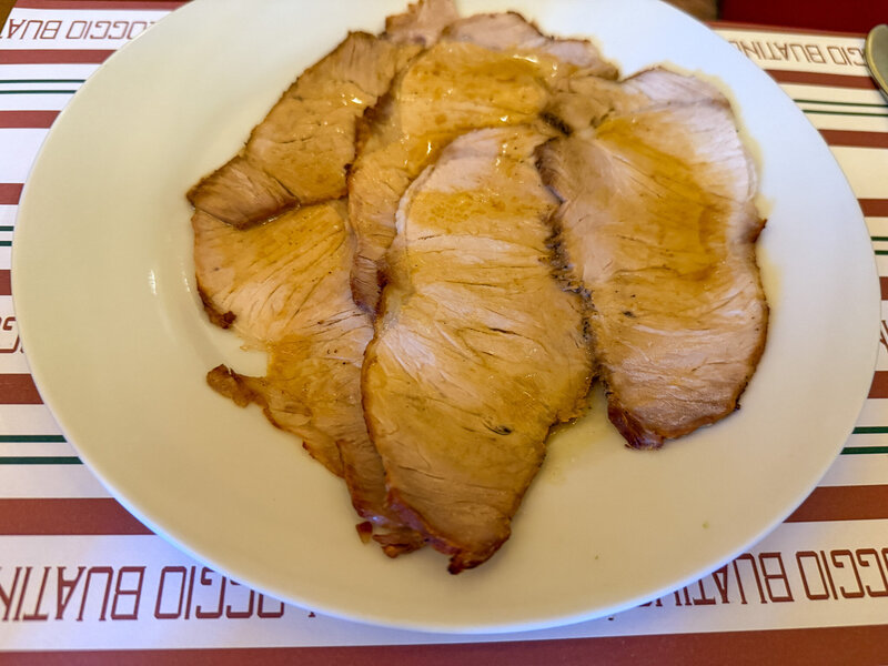 Roasted pork at Locando Buatino in Lucca, Italy