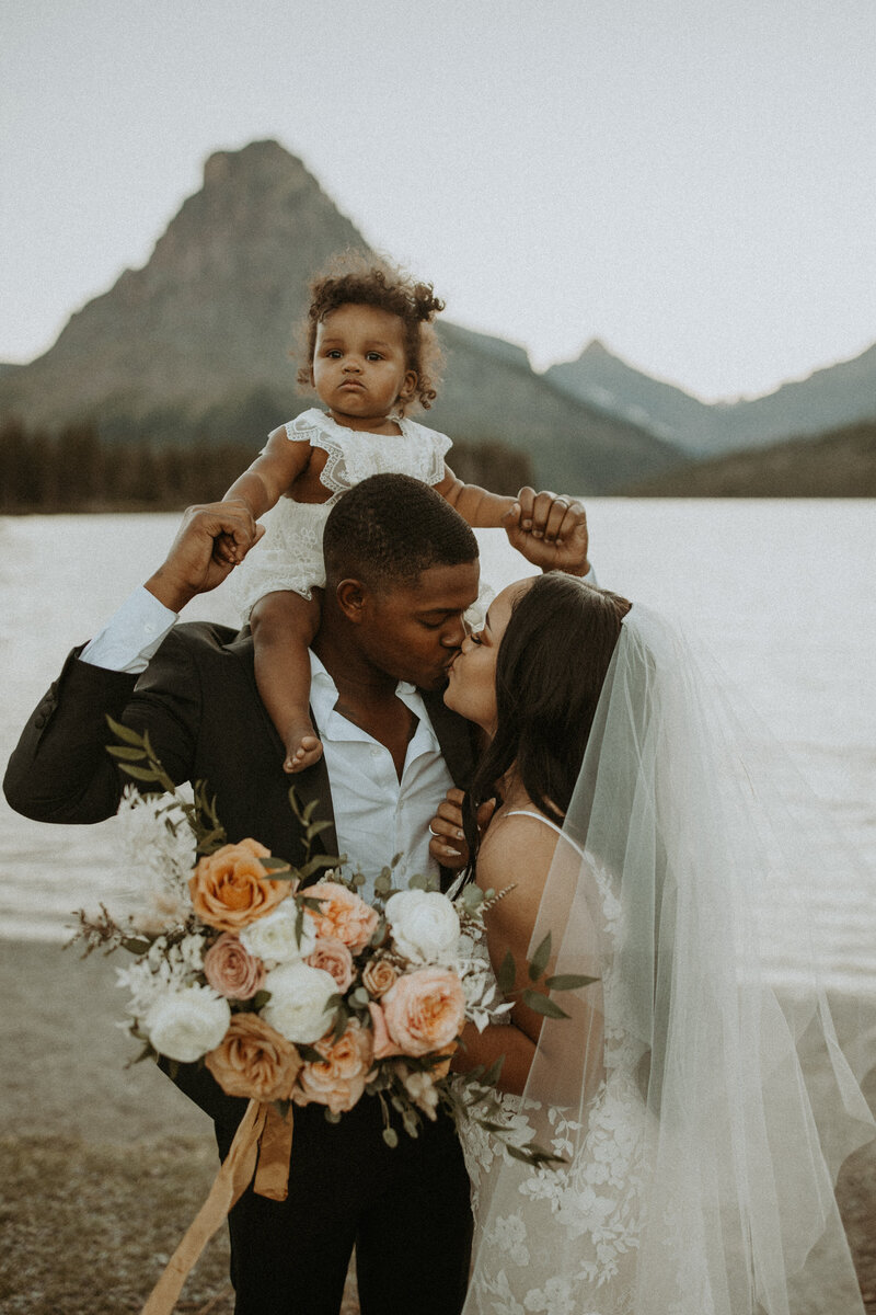 wedding photos in front of montana mountains 