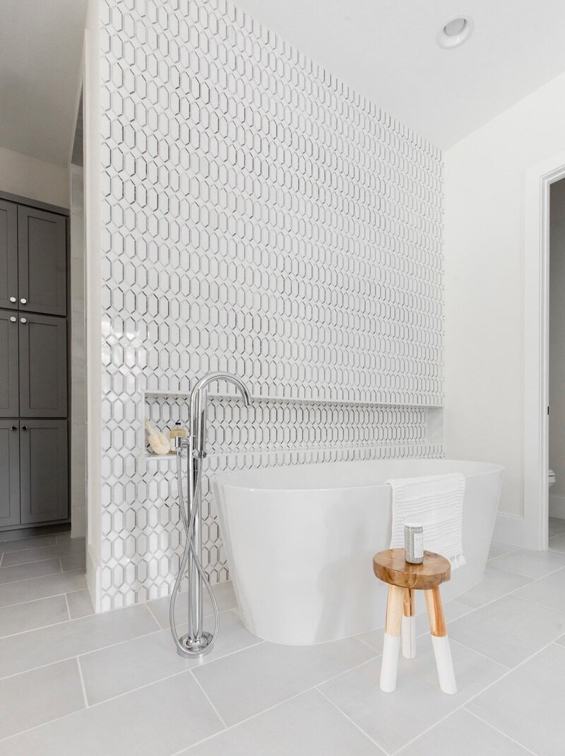 Nuela Designs freestanding tub marble mosaic