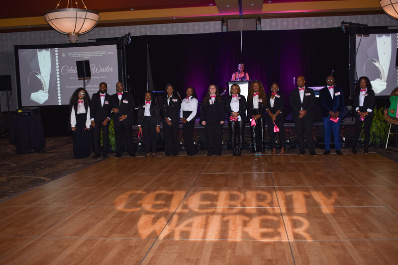 save the date for celebrity waiter, saturday oct 28, 2023, 7pm black tie affair at the embassy suits in Rogers, ar