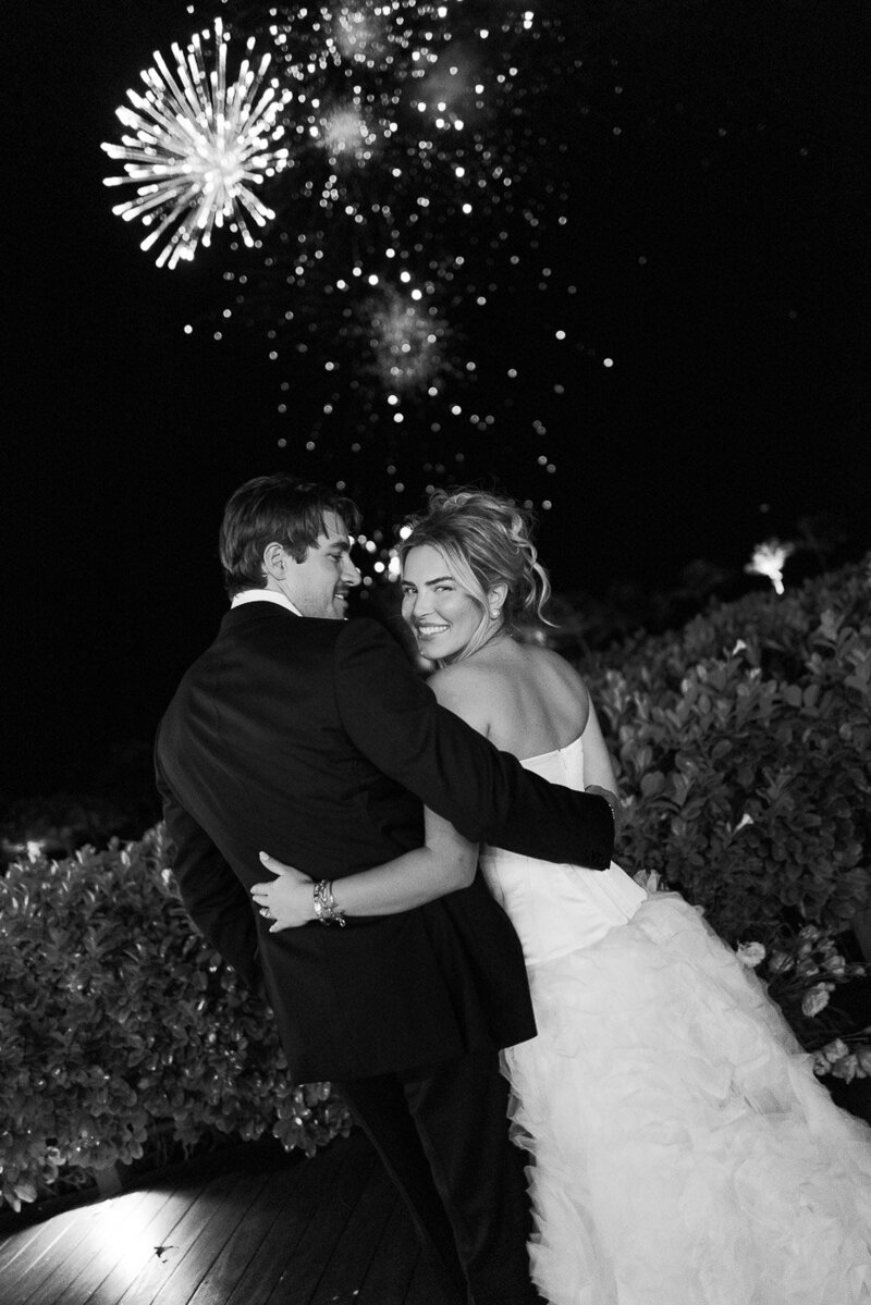 Bride and groom walk up memorial steps at their DC wedding