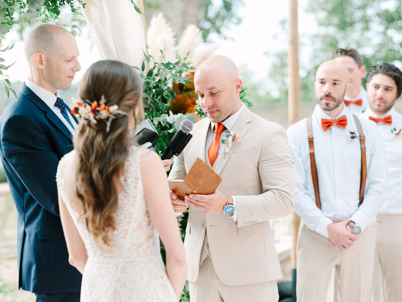 The Groom's speech during the ceremony