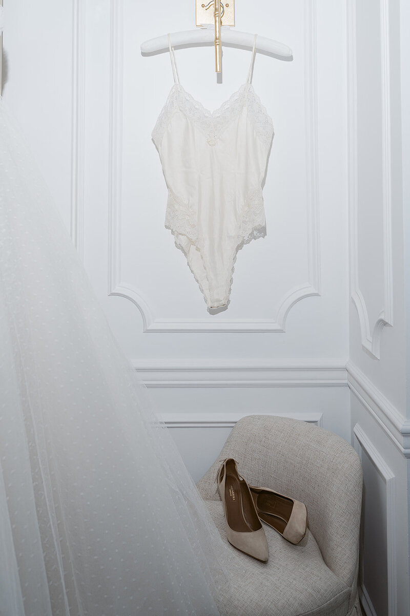 Close-up of vintage couture bridal fashion by Sara Nicole Vintage.