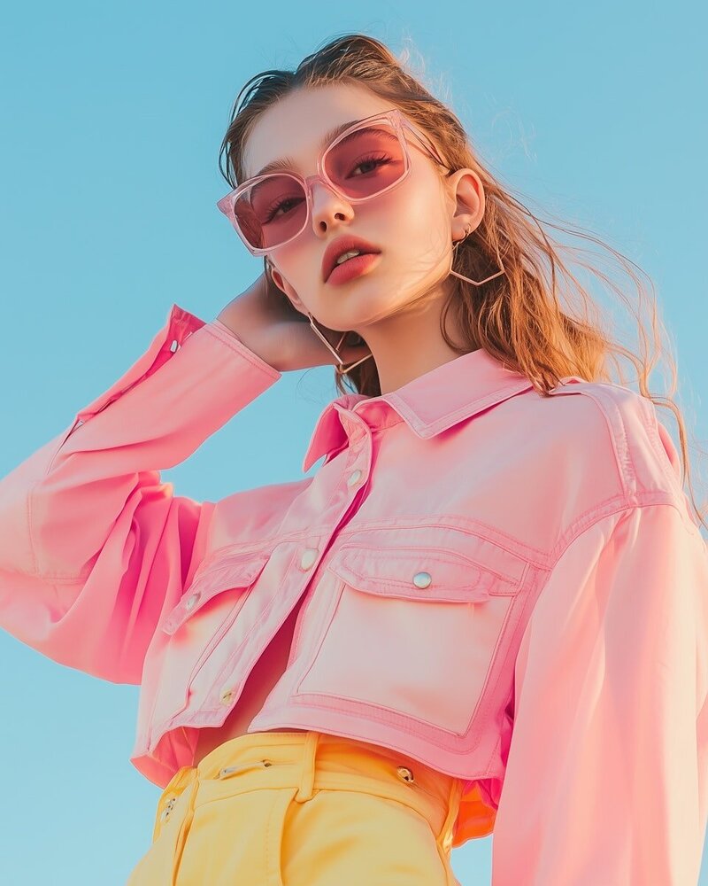 Fashionable Woman Against Blue Sky