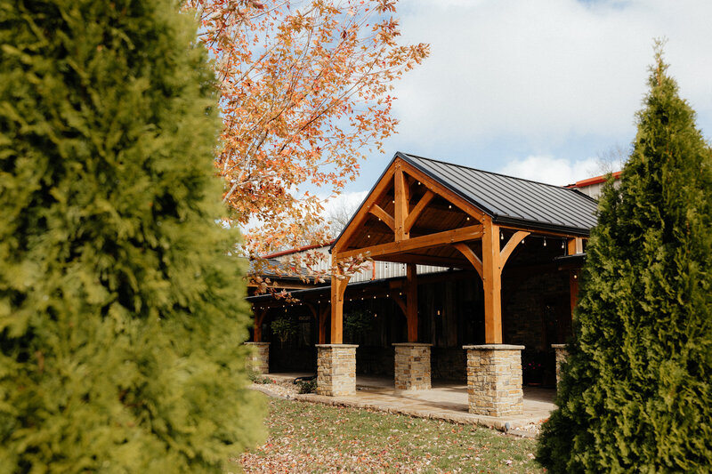 A wedding venue with a beautiful awning.