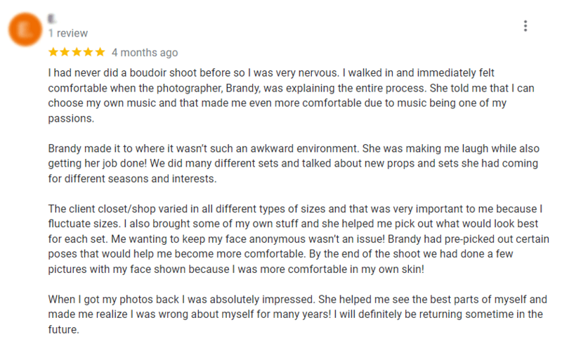 Screen shot of boudoir review