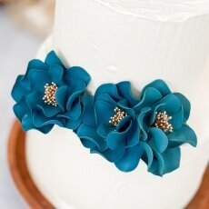 teal and gold sugar flower wedding cake decor | elegant wedding cake toppers by sugar flowers by kelsie cakes 