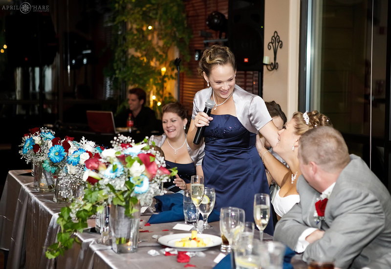 Speeches at Pines at Genesee Wedding Reception on Top Floor