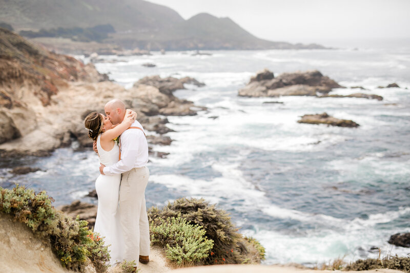 Big sur bride and groom just after getting married.