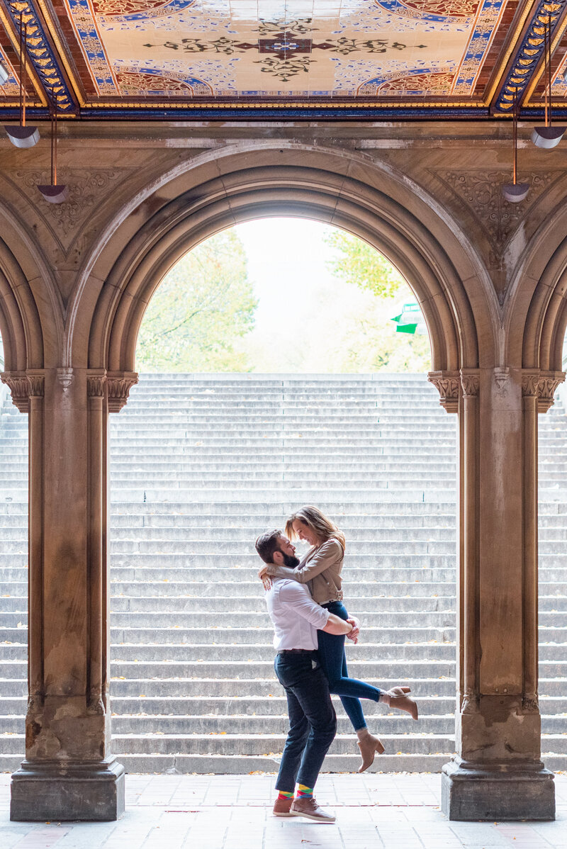 Bride and Groom at Central Park for engagement photos
