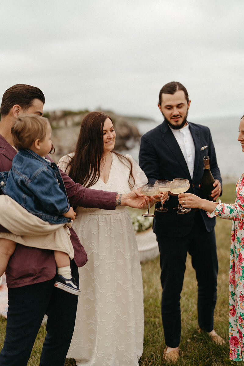 A couple celebrates their wedding at Fort Williams in Cape Elizabeth, Maine. 