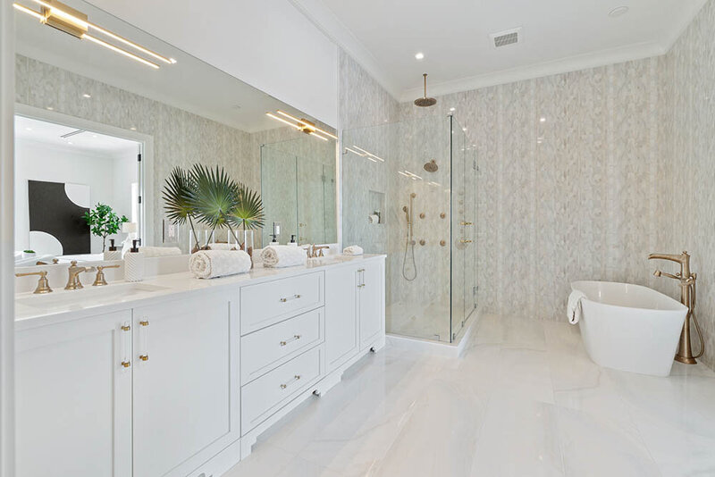 Luxury Coastal Bathroom Gold Accents South Florida Renovation Project