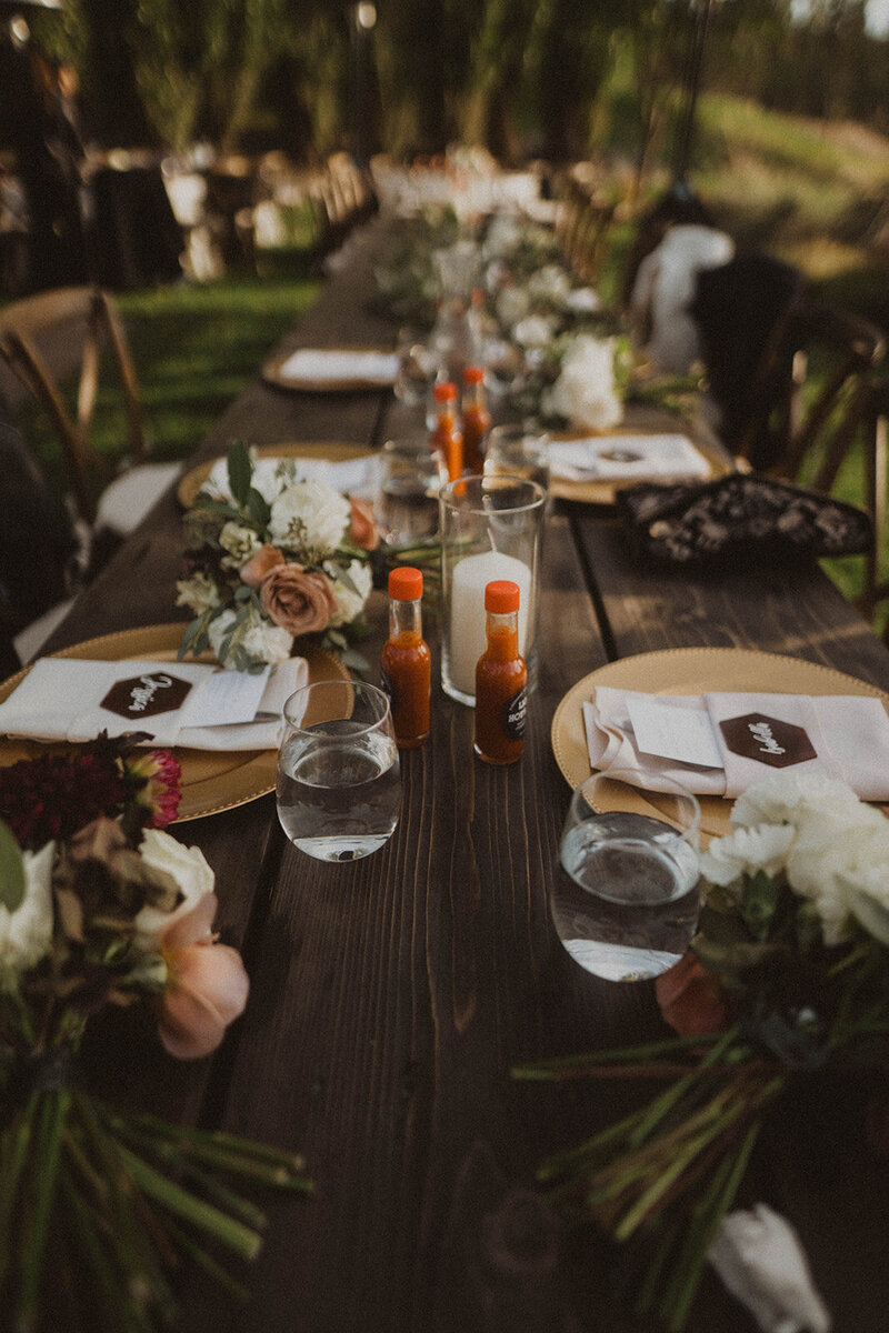 romantic head table set up at spokane wedding at Beacon Hill