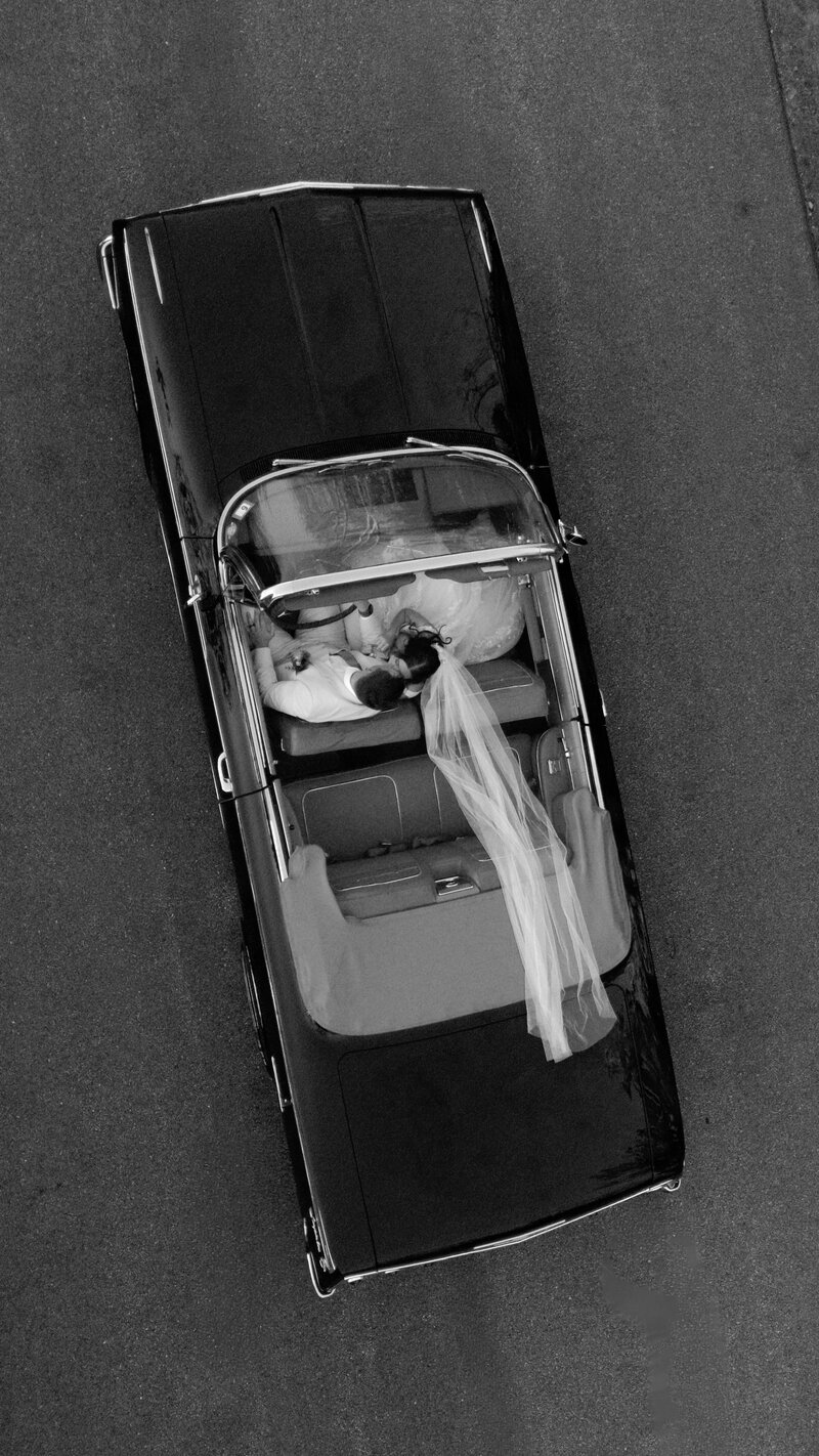 Bride and groom walk up memorial steps at their DC wedding