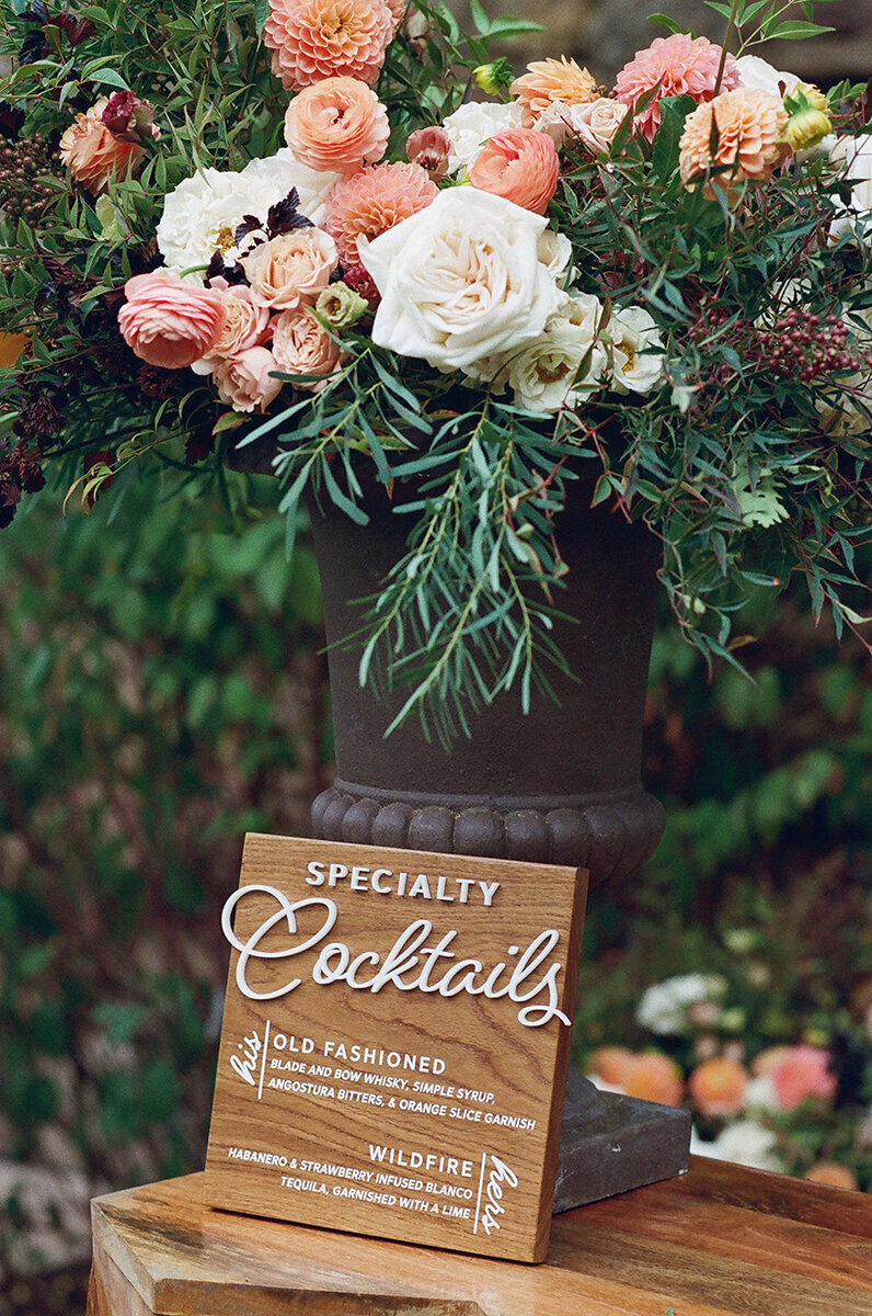 Wood Specialty Cocktails Bar Sign