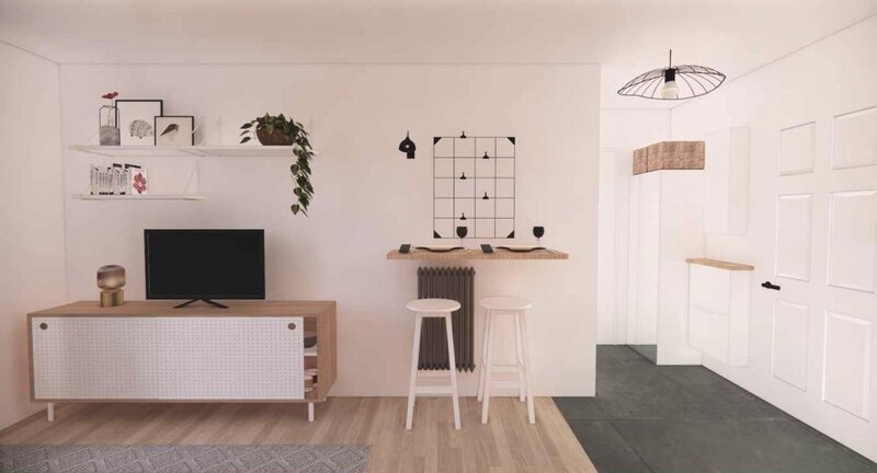 Découvrez comment Sandrine Meurice a transformé un appartement locatif de 25 m² en un espace fonctionnel, chaleureux et parfaitement optimisé grâce à un home staging à petit budget