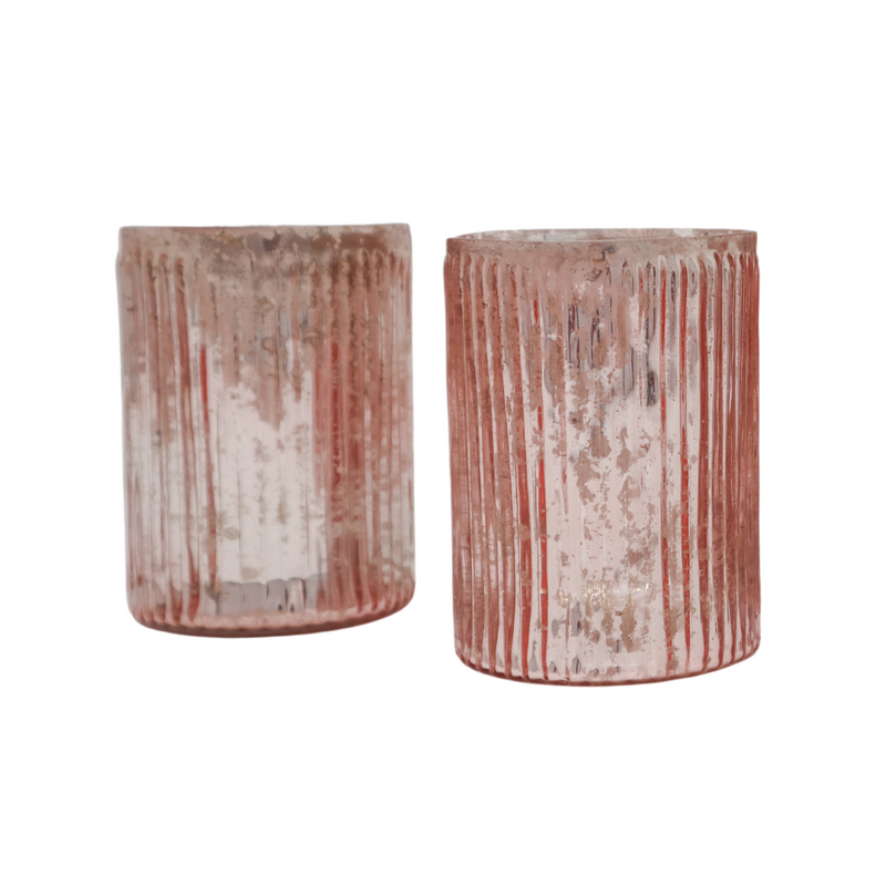 HAILEY Pink Ribbed Votives