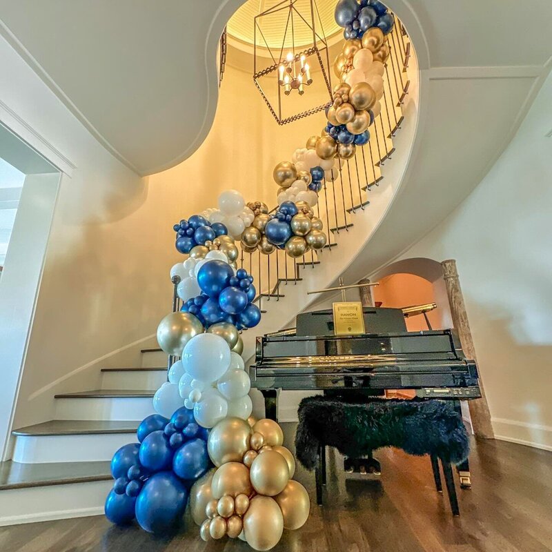 luxurious balloons going up the stairs railing in South Tampa