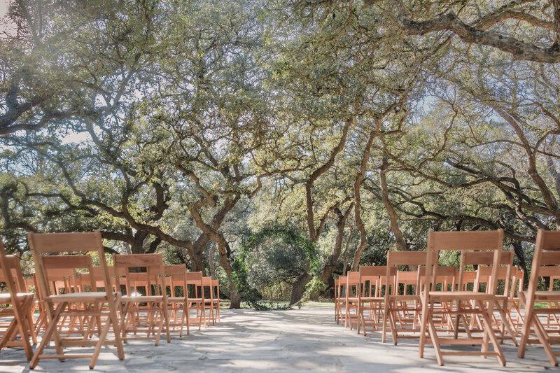 The ceremony space at Addison Grove, one of Austin’s best wedding venues.